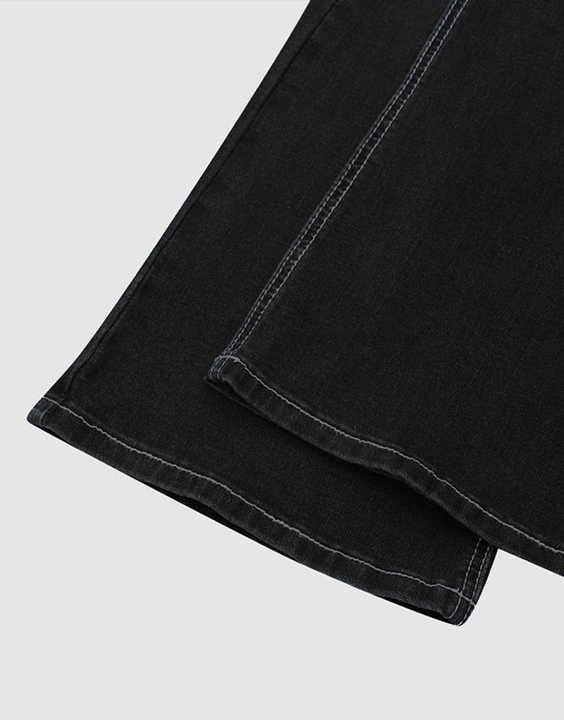 Flamingals Butt Lifting Bootcut Jeans Stretchy Casual Fall Winter Trendy Flare Leg Jeans for Women Ink Black L - Image 3