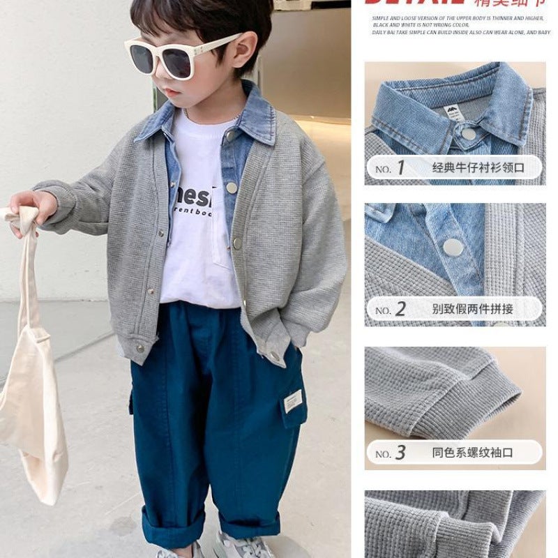 Boys' Coat Spring Children'S Denim Coat Street-Fried Clothes Fashionable Handsome Fashionable Children'S Clothing - Image 4