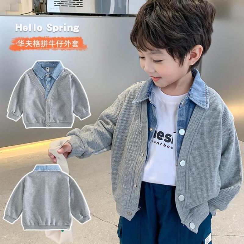 Boys' Coat Spring Children'S Denim Coat Street-Fried Clothes Fashionable Handsome Fashionable Children'S Clothing - Image 3