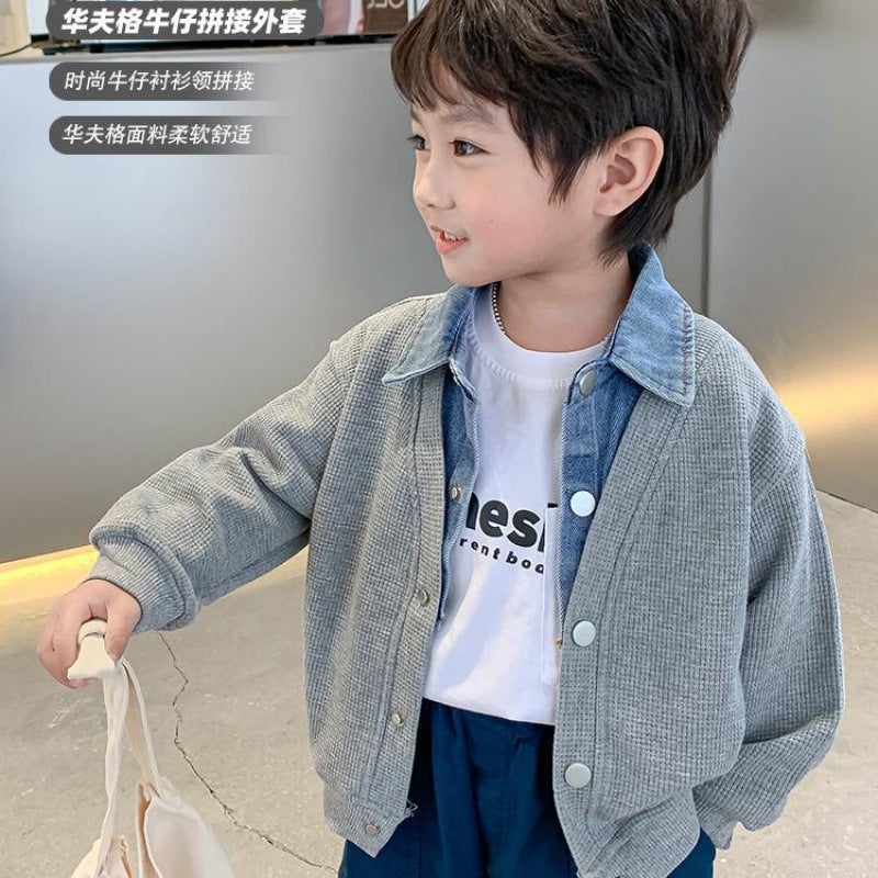 Boys' Coat Spring Children'S Denim Coat Street-Fried Clothes Fashionable Handsome Fashionable Children'S Clothing - Image 2