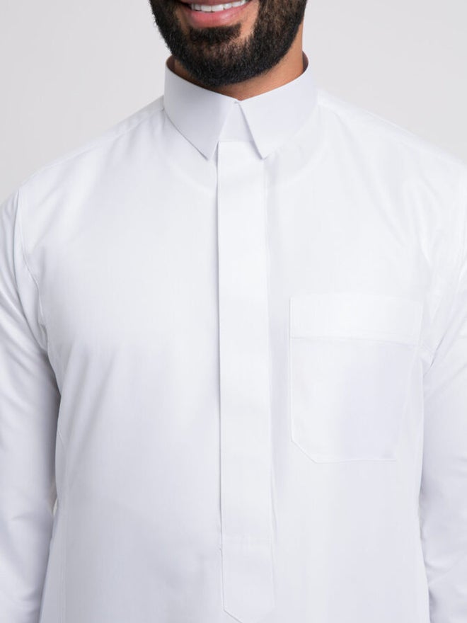 الشياكة ثوب كلاسيك قلاب بسحاب مخفي، رجالي، لون أبيض - 56 بوصة - Image 4
