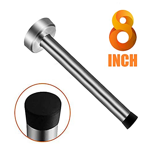HUTLON 8 Inch Long Door Stop, Stainless Steel Door Stopper with Sound Dampening Rubber Tip, Wall Mount Solid Rigid Doorstop, Brushed - Image 2