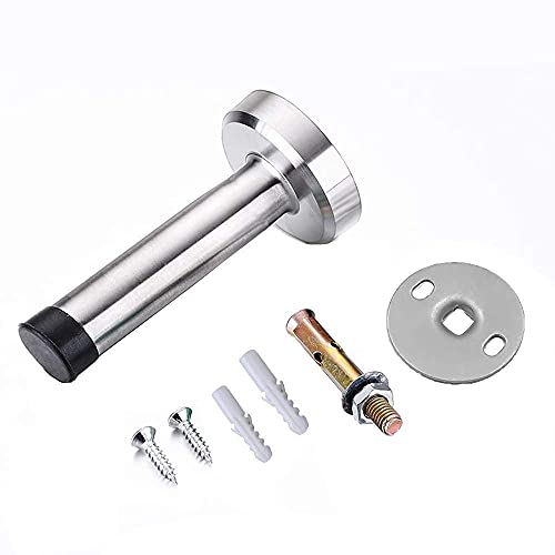 HUTLON 8 Inch Long Door Stop, Stainless Steel Door Stopper with Sound Dampening Rubber Tip, Wall Mount Solid Rigid Doorstop, Brushed - Image 5