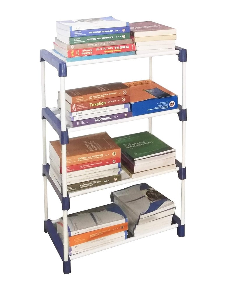 CMerchants CMerchants Multipurpose Ace Rack for Shoes Clothes Books and Utility Rack Steel Frame with Steel Shelves 4 Shelf Blue Metal