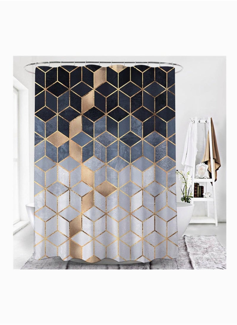 Generic - Modern Waterproof Shower Curtain Set Quick Dry Polyester No Liner Needed Black Gradient Design 180x180CM - Image 1