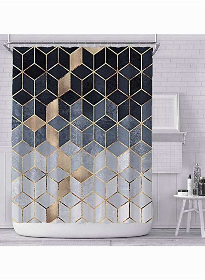 Generic - Modern Waterproof Shower Curtain Set Quick Dry Polyester No Liner Needed Black Gradient Design 180x180CM - Image 1