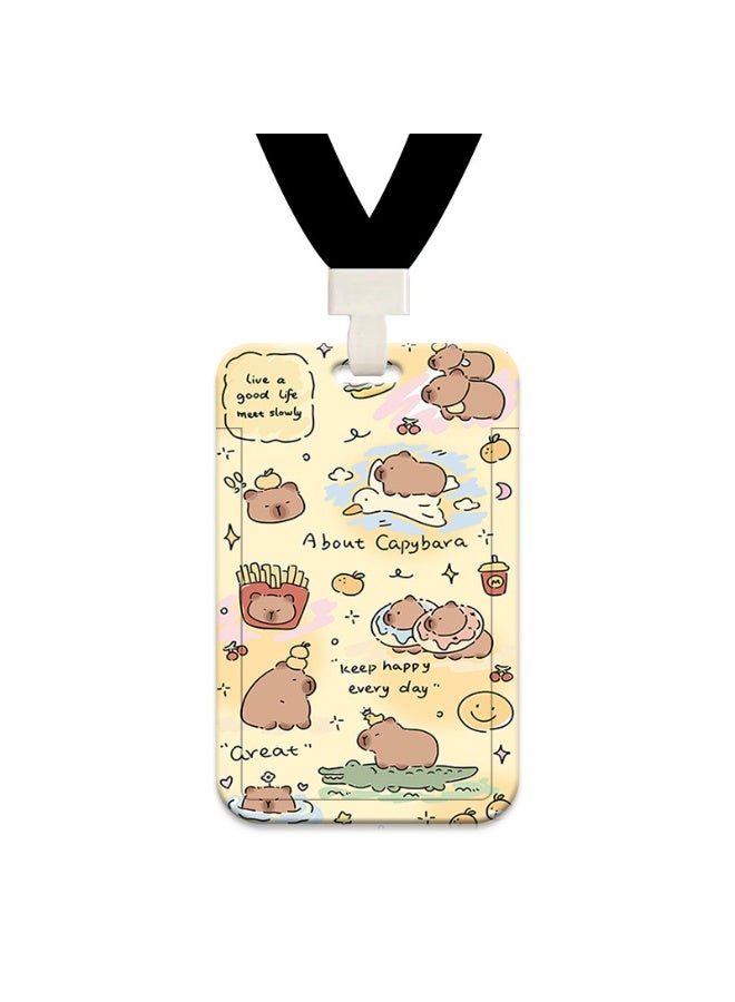 NIBEMINENT 1 - Piece Hamburger Capybara Kpop Photo Card Holder Pendant Key Chain ID Badge Holder ID Card Holder Photo Card Protector for School ID Office ID Access Card for Women Girls
