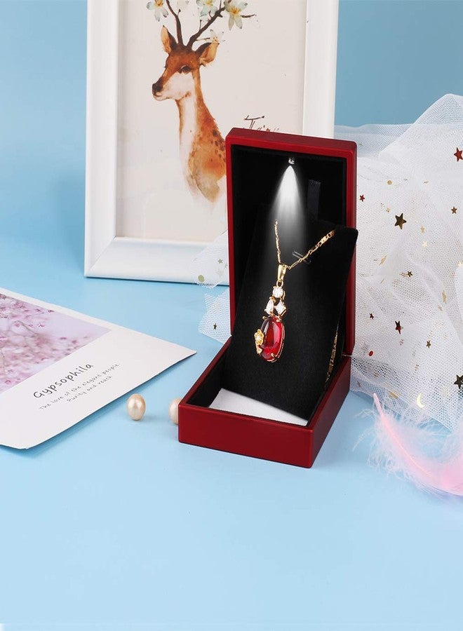 iSuperb LED Light Pendant Necklace Box Couple Bracelet Box Red Wine Jewelry Gift Box Case for Valentine's Day Anniversary Wedding Engagment Christmas - Image 2