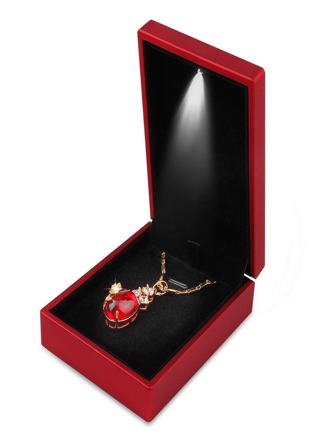 iSuperb LED Light Pendant Necklace Box Couple Bracelet Box Red Wine Jewelry Gift Box Case for Valentine's Day Anniversary Wedding Engagment Christmas - Image 1
