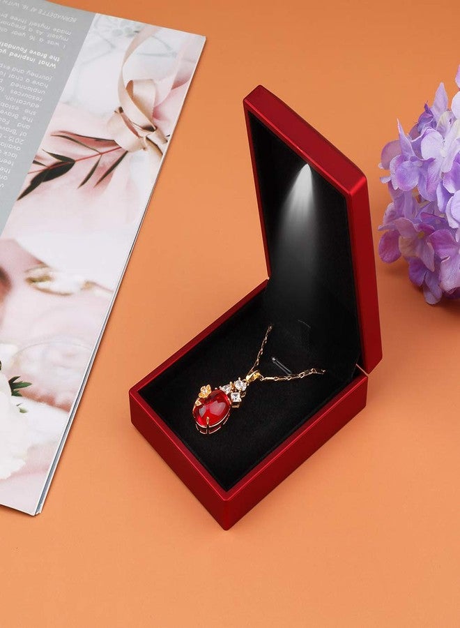 iSuperb LED Light Pendant Necklace Box Couple Bracelet Box Red Wine Jewelry Gift Box Case for Valentine's Day Anniversary Wedding Engagment Christmas - Image 5