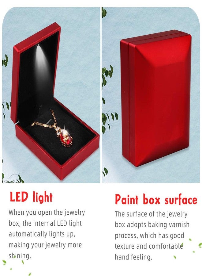 iSuperb LED Light Pendant Necklace Box Couple Bracelet Box Red Wine Jewelry Gift Box Case for Valentine's Day Anniversary Wedding Engagment Christmas - Image 3