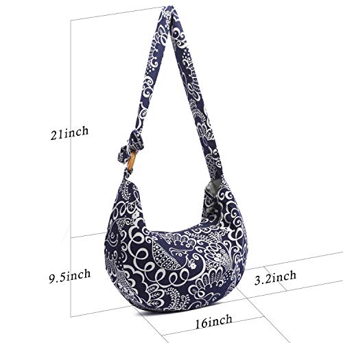 Coton Pose Women Hippie Crossbody Bag cloth boho Sling Bag Cotton Bohemian Hand Bags (Blue) - Image 2