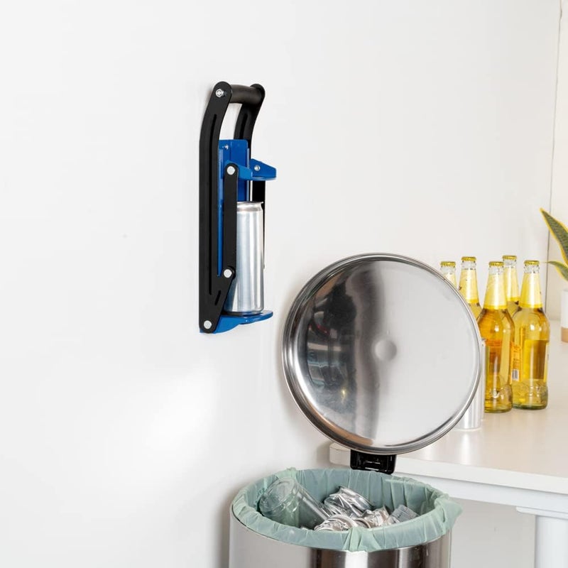 Restaurantware Restaurantware Met Lux Soda Can Crusher For 1216 Ounce Cans 1 Wall Mountable Plastic Bottle Crusher  Rotatable Cushion Grip Handle HeavyDuty Blue Steel Can Smasher BuiltIn Bottle Opener  - Image 3