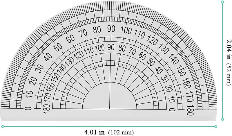 Clear Plastic Protractor 100-Pack: 4-Inch Transparent, Precision Angle Measurement - Durable, Crystal-Clear Visibility Geometry Protractor for Classroom, Student, Drafting, Home Use - Image 3