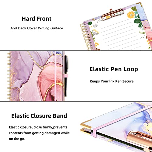 Ospelelf Clipboard with Storage 8.5 X 11，Padfolio Organizer, Spiral Portfolio Letter Size with Notepad, Pen Holder, 5 Extra Folder Divider Pages, Elastic Closure Nurse Office Essentials (Pink Marble) - Image 5