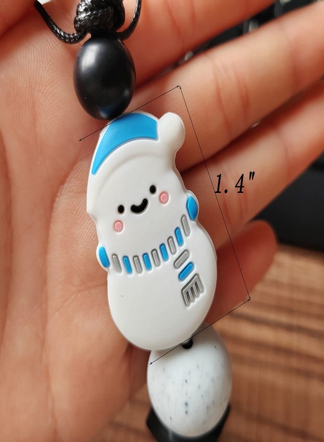 Lantintop Lanyards for Id Badges Silicone Bat Santa Claus Lanyards Key Chain Holder for Women(Snowman) - Image 3