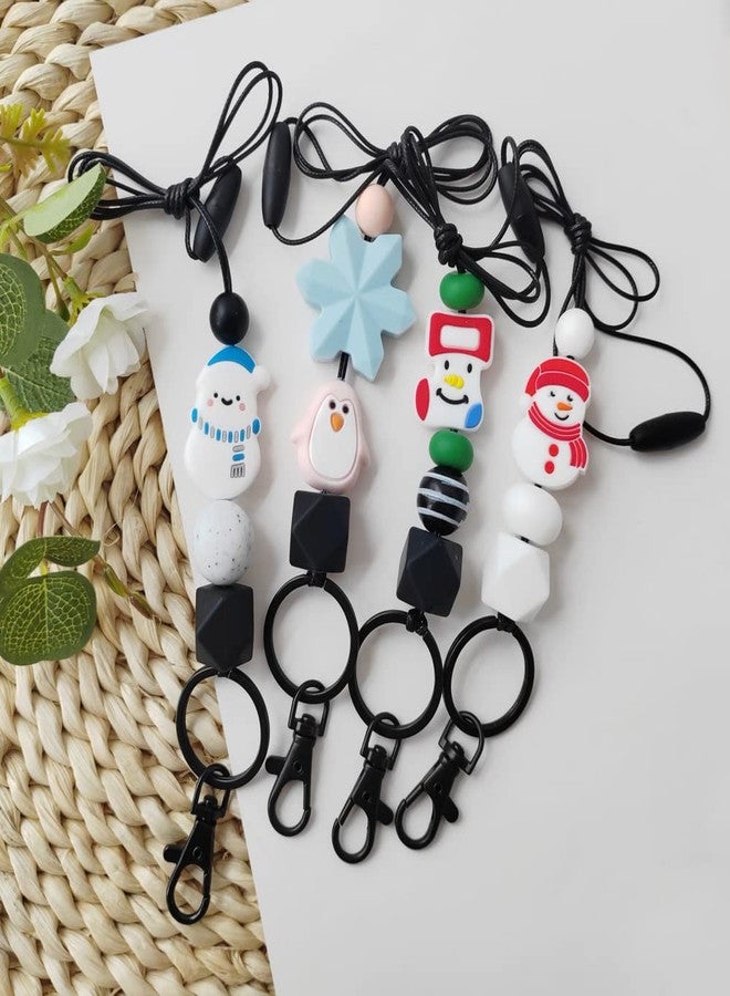 Lantintop Lanyards for Id Badges Silicone Bat Santa Claus Lanyards Key Chain Holder for Women(Snowman) - Image 5