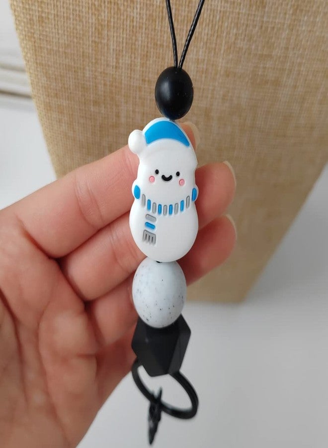 Lantintop Lanyards for Id Badges Silicone Bat Santa Claus Lanyards Key Chain Holder for Women(Snowman) - Image 4