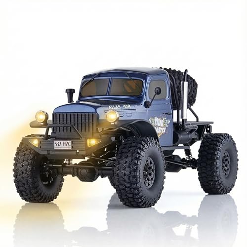 EAZYRC FMS Rochobby 110 Atlas Ready Set RC Crawler RC Truck 4X4 with Lighting 24GHz RadioBall Bearing MetalGear Full4 Link SuspensionRapid Separation Car Body for Adult Blue - Image 1