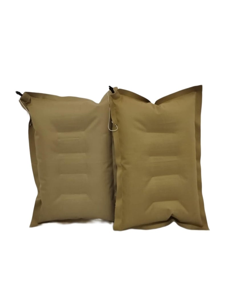 RAV Pack of 2 Soft Fabric Travelling Pillow Cotton air Pillow Color Brown - Image 1