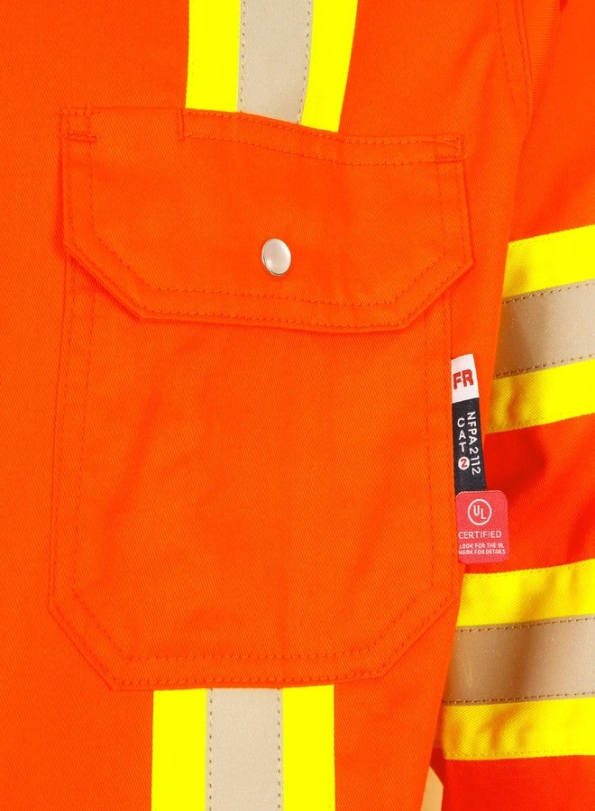 BOCOMAL FR Shirts for Men Hi Vis High Visibility 6.5oz Lightweight Type O Flame Resistant Refective Safety Shirt, Orange, XL - Image 4