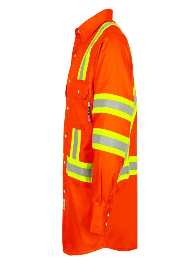 BOCOMAL FR Shirts for Men Hi Vis High Visibility 6.5oz Lightweight Type O Flame Resistant Refective Safety Shirt, Orange, XL - Image 2