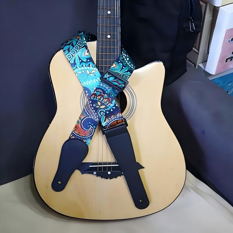 Noneea 2PCS Guitar Straps, Soft Cotton Straps With 3 Pick Holders, Button Headstock Adaptor and Button Block, Set For Electric/Acoustic Guitar - Image 5