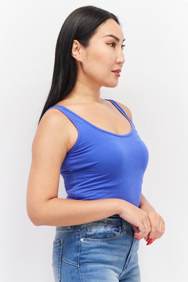 Sinsay Women Plain Sleeveless Bodysuit, Blue  - Image 4