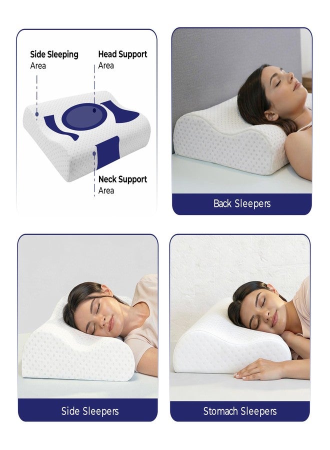 WELLGIVER Cervical Gel Memory Foam Pillow for Neck Pain Relief - Ergonomic Orthopedic Pillow for Sleeping, Contoured Support for Side, Back & Stomach Sleepers | White | Pack of 1 | 19 x 11 x 3.5 Inch - Image 4