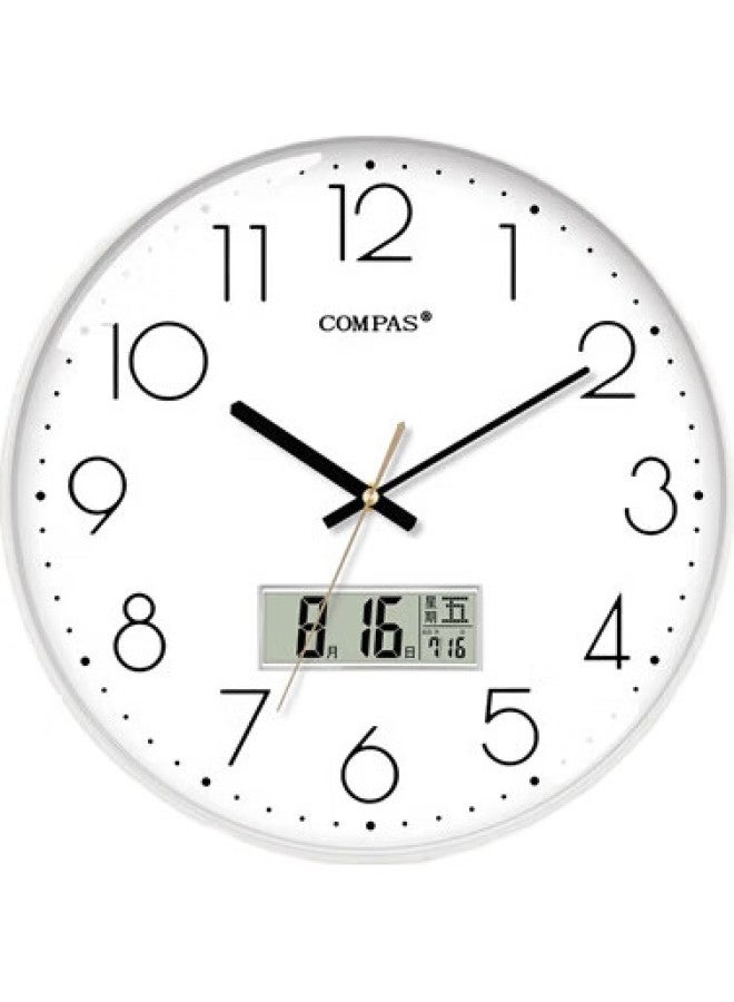 Compas Wall Clock, Living Room Clock, Perpetual Calendar, Simple Quartz Wall Clock, C3242Y, Pure White, 28Cm - Image 2