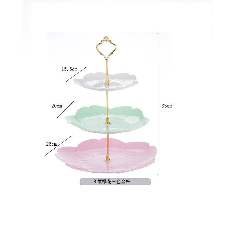 European-Style Afternoon Tea Snack Tray Dessert Table Decoration Cake Plate Three-Layer Cake Frame Creative Multi-Layer Plastic Fruit - Image 1
