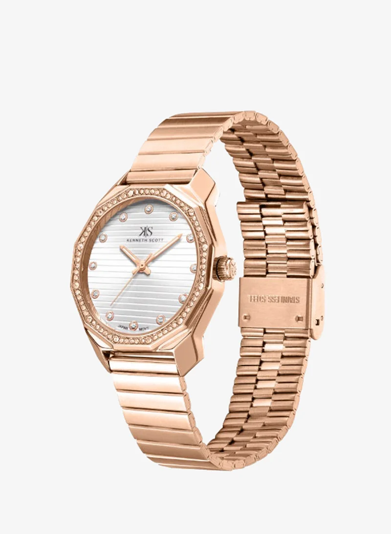 KENNETH SCOTT Women's Stainless Steel Analog Watch K24505-RBKW - 33 mm