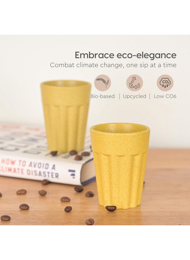 eha Set of 6 Earth-Friendly Cutting Chai Cups | 100 ml | Coffee Cup Made with Rice Husk & Bamboo Fibers | Microwave Safe Tea Set |Hot & Cold Coffee Mug, Milk & Tea Cup Set| Lime Color - Image 3