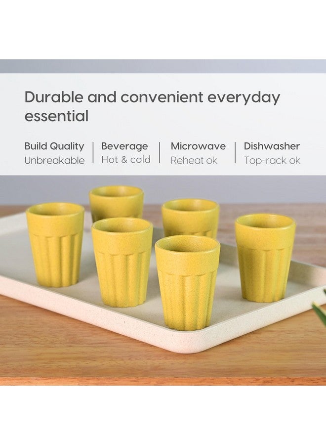 eha Set of 6 Earth-Friendly Cutting Chai Cups | 100 ml | Coffee Cup Made with Rice Husk & Bamboo Fibers | Microwave Safe Tea Set |Hot & Cold Coffee Mug, Milk & Tea Cup Set| Lime Color - Image 4