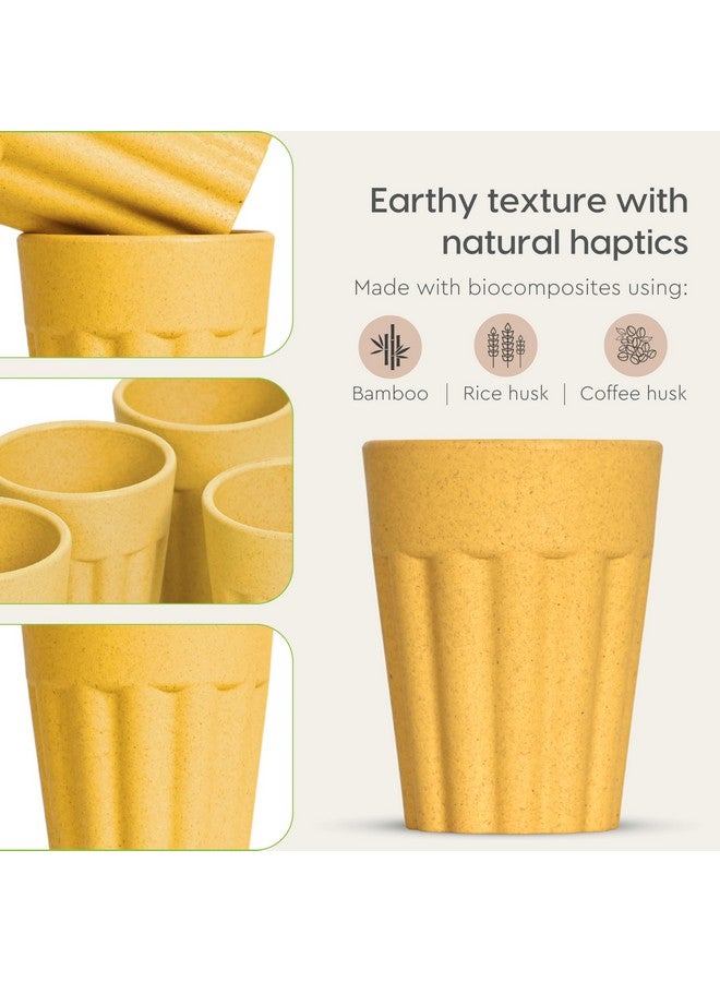 eha Set of 6 Earth-Friendly Cutting Chai Cups | 100 ml | Coffee Cup Made with Rice Husk & Bamboo Fibers | Microwave Safe Tea Set |Hot & Cold Coffee Mug, Milk & Tea Cup Set| Lime Color - Image 5
