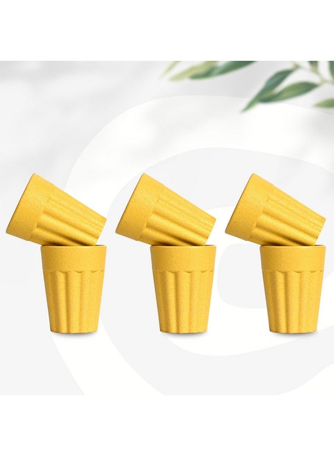 eha Set of 6 Earth-Friendly Cutting Chai Cups | 100 ml | Coffee Cup Made with Rice Husk & Bamboo Fibers | Microwave Safe Tea Set |Hot & Cold Coffee Mug, Milk & Tea Cup Set| Lime Color - Image 1