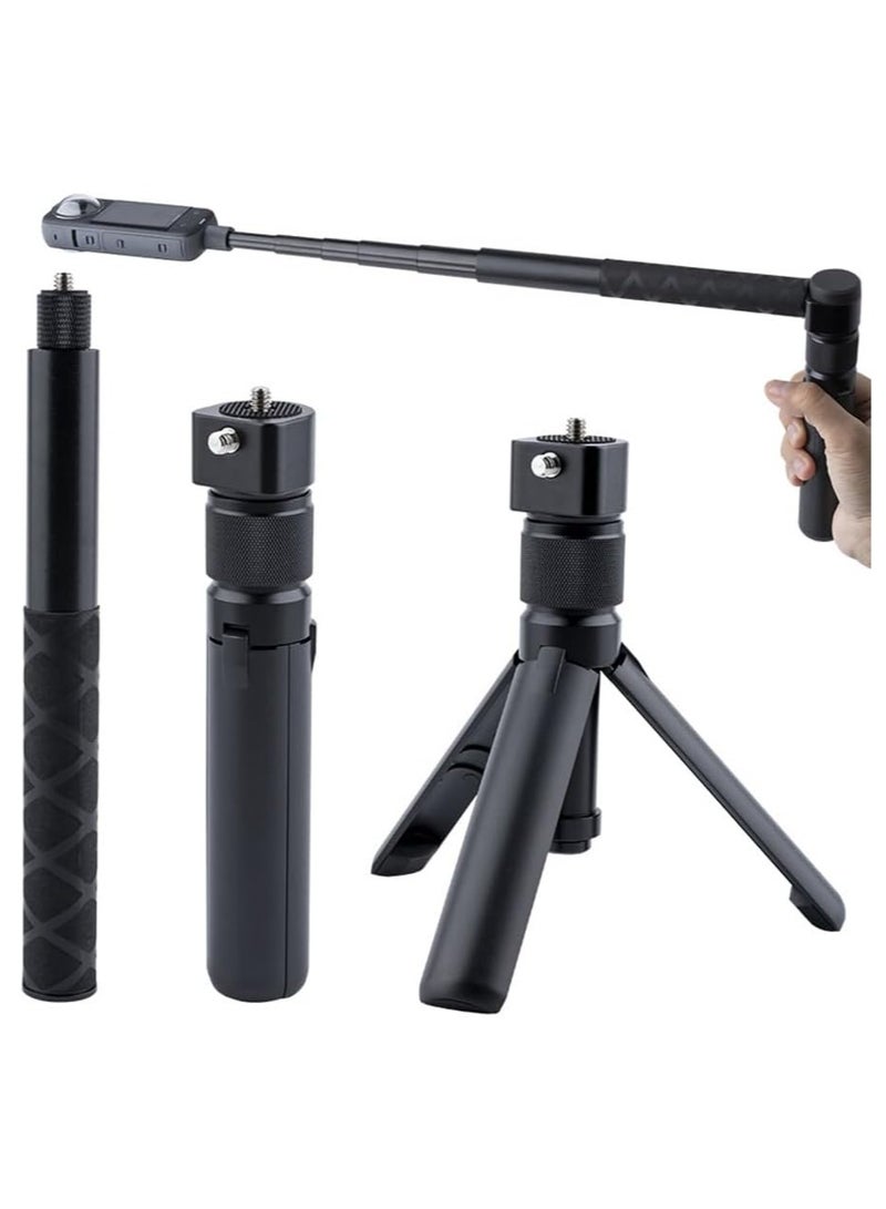Topcore Bullet Time Handle Tripod Rotating Grip with Invisible Selfie Stick for Insta360 X5/X4, DJI OSMO,Pocket 3, GoPro,1/4" Thread, Compact Selfie Stick & Tabletop Tripod (47 inches) - Image 1