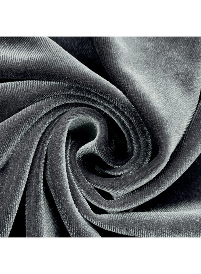 JewelOnPalette Grey Polyester Velvet Fabric 45'' Cut by Yard, for for Bows, Head Wraps, Scrunchies, Clothes, Costumes, Crafts , Cushions - Image 1