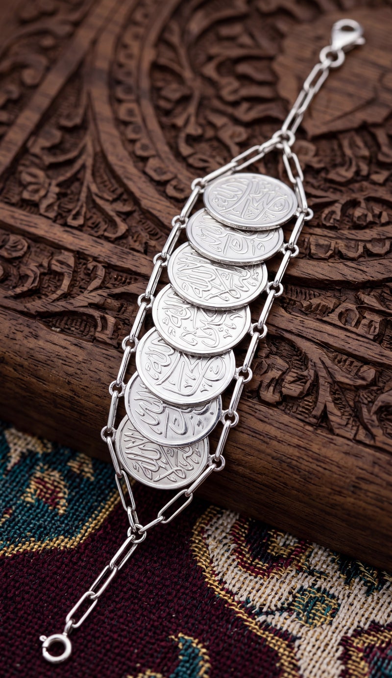 BTC 39.16g Silver Islamic Bracelet - 7 Coins - Image 4