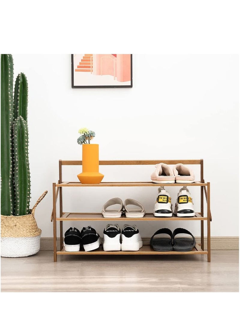 LINGWEI Wooden Shoe Rack Wooden Foldable Shoe Shelf Shoe Cabinet Storage organizer Free Standing Shoe Shelf Folding Dustproof Shoe Cabinet - Image 1
