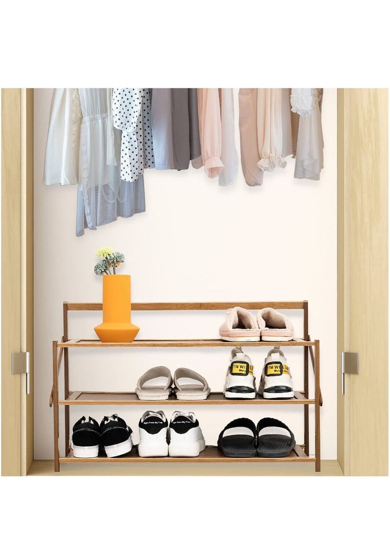 LINGWEI Wooden Shoe Rack Wooden Foldable Shoe Shelf Shoe Cabinet Storage organizer Free Standing Shoe Shelf Folding Dustproof Shoe Cabinet - Image 4