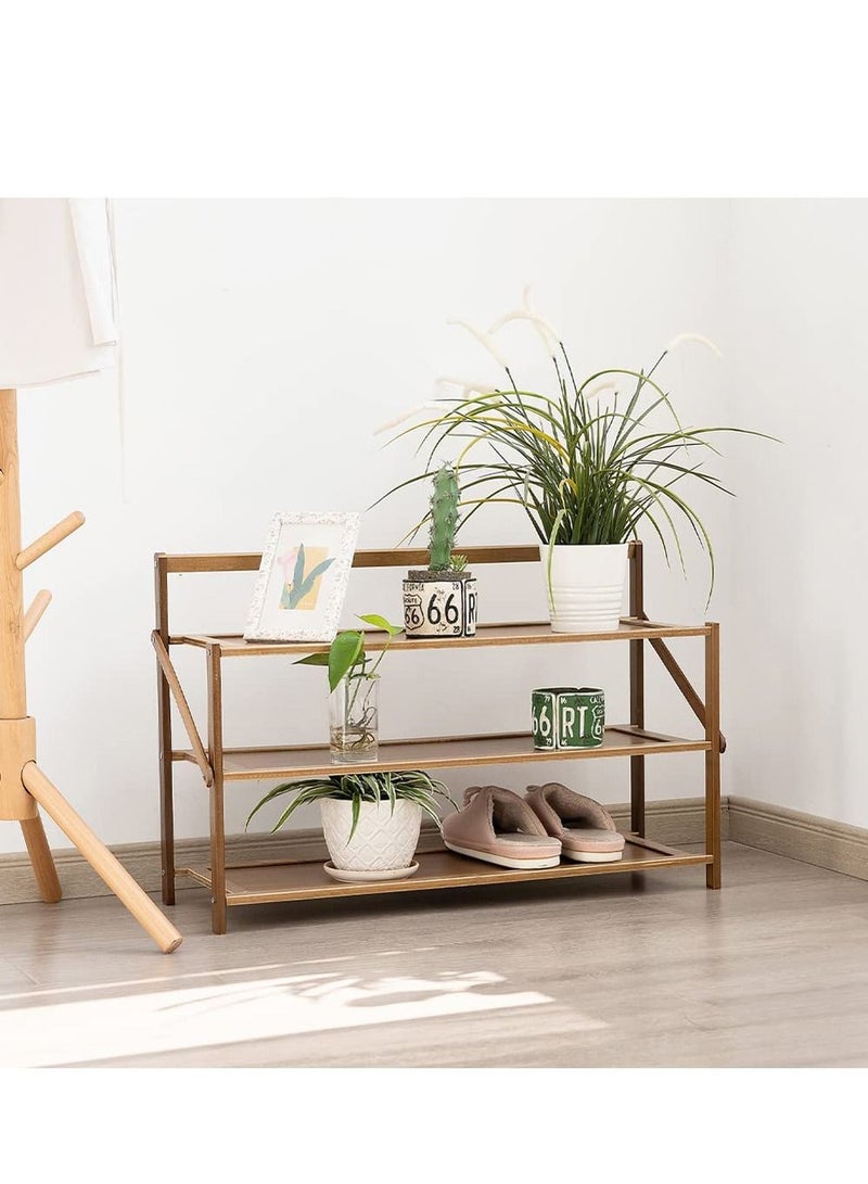 LINGWEI Wooden Shoe Rack Wooden Foldable Shoe Shelf Shoe Cabinet Storage organizer Free Standing Shoe Shelf Folding Dustproof Shoe Cabinet - Image 2