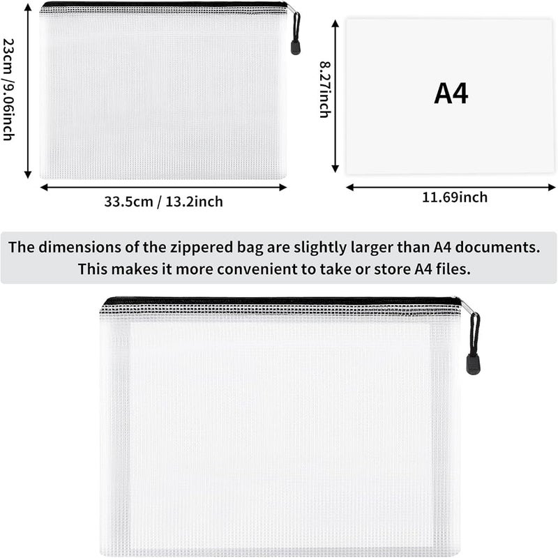 EOOUT 16pcs Mesh Zipper Pouch Document Bag Zip File Folders, Letter Size/A4 Size, for Office Supplies, Travel Storage Bags, 8 Colors - Image 2