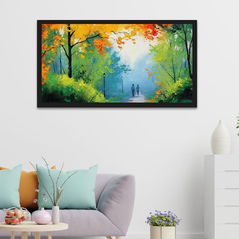 DEKORSTATION Relaxing Big Panoramic Nature Floating Framed Canvas Wall Painting for Living Room Bedroom Drawing Room Hall Office Decoration 24 Inch L x 12 Inch H
