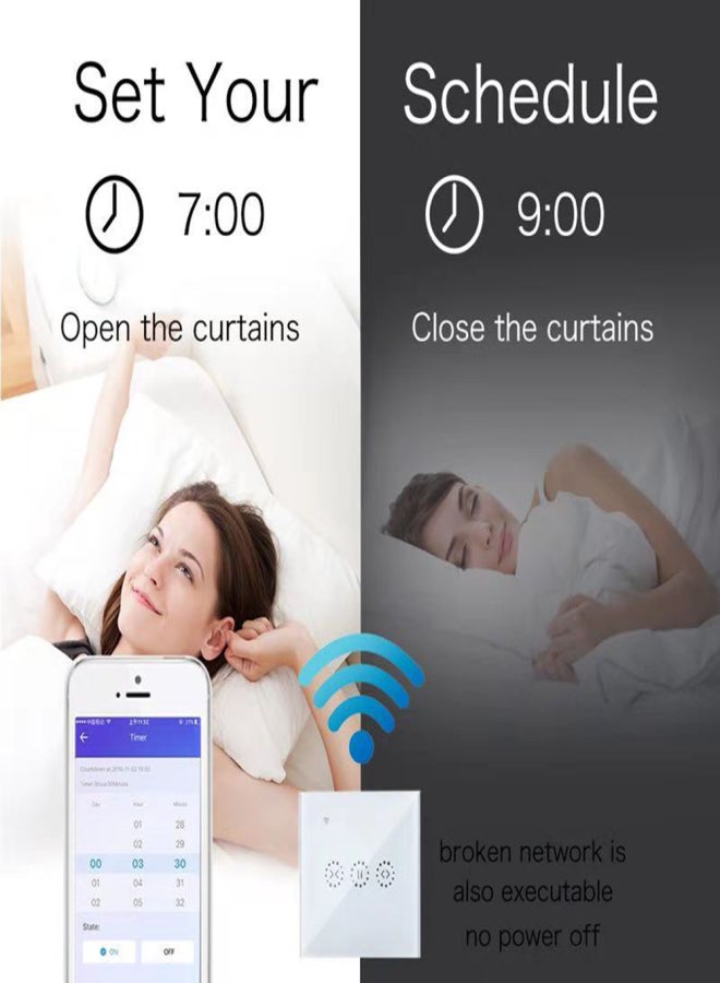 Curtain Switch Smart Wifi Remote Garage Doors Control Touched Switch Curtain Motor Blind Roller Shutter Timing Night Morning Bed Voice Control Electric Switch Phone Compatible with - Image 3