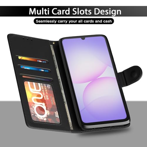 Pikkme Flip Cover for Samsung Galaxy F70e 5G | M07 | M17e / F07 | A07 | A07 5G| Leather Finish | Card Slots | Wallet Stand | Shockproof Protection Flip Case (Black) - Image 5