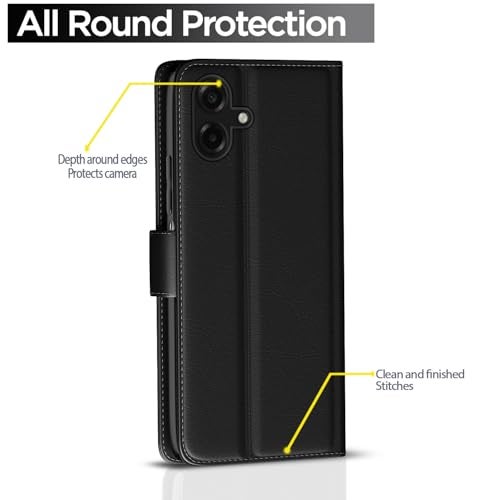 Pikkme Flip Cover for Samsung Galaxy F70e 5G | M07 | M17e / F07 | A07 | A07 5G| Leather Finish | Card Slots | Wallet Stand | Shockproof Protection Flip Case (Black) - Image 4