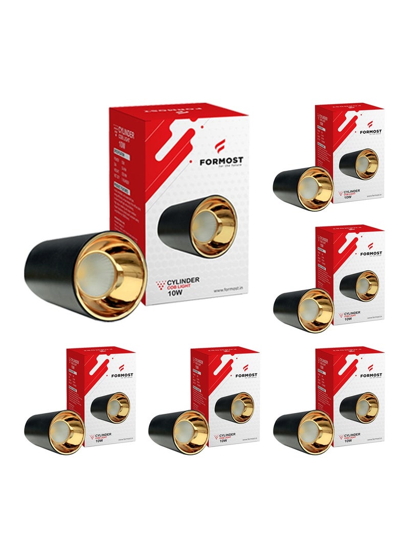 FORMOST FORMOST LED COB Cylinder Surface Light with Black Body | Light For Corridor Kitchen Living Room Home | Indoor Ceiling Mounted Spot Light | Warm White (10W, Pack of 6)  - Image 1