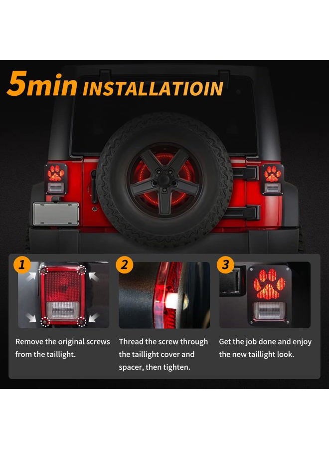MEALAM Tail Light Cover Compatible with Jeep Wrangler JK/JKU 2007-2018, Aluminum Alloy Taillight Cover Guard with Dog Paw Shape Decorative Protector Exterior Accessories (1 Pair) - Image 4