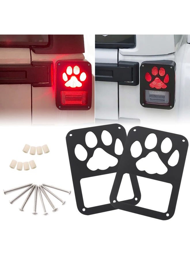 MEALAM Tail Light Cover Compatible with Jeep Wrangler JK/JKU 2007-2018, Aluminum Alloy Taillight Cover Guard with Dog Paw Shape Decorative Protector Exterior Accessories (1 Pair) - Image 1